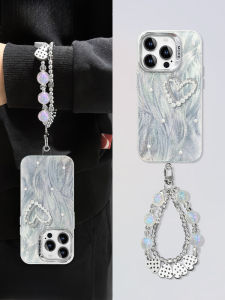 Pearl Hand Sticker Silver Feathers Phone Case Simple Personality Protection Cover for Apple iPhone 13 12 pro Max Compatible