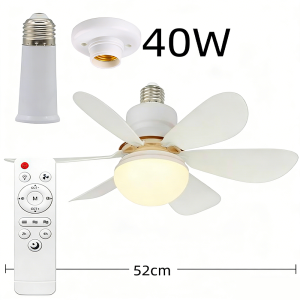 Socket Fan Light Small Ceiling Fans with Lights Dimmable for E26 Base Mini Ceiling Fan Light Quiet Fan Lamp for Bedroom Kitchen