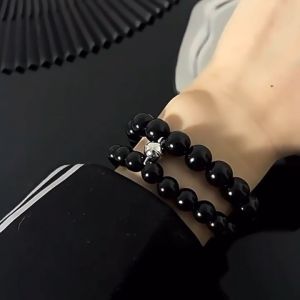 Bestella💗Pasangan Gelang Magnetik Gelang Obsidian Retro Gelang Obsidian Retro Di Ceruk Gelang Sahabat Sederhana