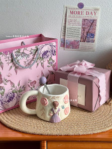 Ceramic Mugs Womens Birthday Gifts Mothers Day Gifts Graduation Season Valentines Day Qixi Festival Pink Girl Heart Cup