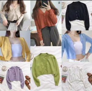 rajut crop milenia/bailey rajut/baju santai bahan lembut enak d pakai
