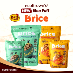 ecoBrown’s Brice Spicy Cheese Flavoured Wholegrain Rice Puff [40g] | Baked Not Fried | High Fibre Snack