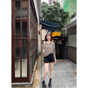 High Waist Casual Shorts Womens Base Layer Cycling Pants Elastic Street Style Thin Material Black Pants for Summer