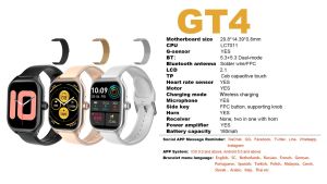 New Smart Watch GT4 นาฬิกาสมาร์ทวอทช์ Bluetooth 4.0 รุ่นใหม่ นาฬิกาอัจฉริยะสนับสนุนเมนูภาษาไทย ฟิตเนสแทรคเกอร์ นับก้าวได้ ราคาที่สุด