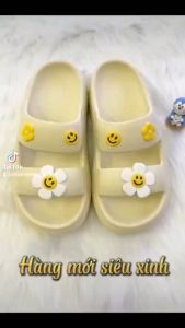 Dép 2 quai ngang  Dép lê nữ  hack chiều cao  siêu nhẹ đẹp gắn hình  Hoa siêu xinh loại 1 mã kQ69
