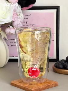 CAROTE | Stylish Double Layer Borosilicate Glass Water Cup