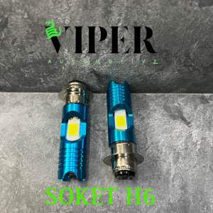 Bohlam LED H4 H6 MRS 2 mata COB + Laser Senja Biru Lampu Depan H4 Kaki 3 H6 Led Grand 2 sisi Hi Low Bola Lampu Depan LED Grand Bebek Matic H4 Sepeda Motor RTD M11G Headlamp Mobil Motor Universal