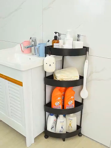 HOMEBLOOM-3/4/5 Layer triangular bathroom corner storage rack suitable for automatic drainage of indoor and outdoor corner storage racks