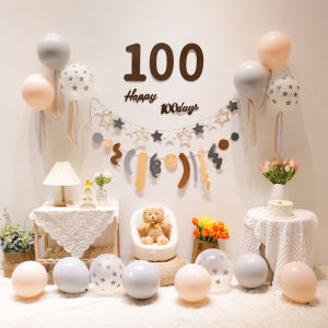 Baby 100 Days Celebration Balloon Decoration Birthday Scene Background Wall Boy Girl Full Moon 100 Days Anniversary Party Decor
