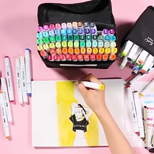 Touchmark Alcohol-Based Markers Dual Tip Quick-Dry Waterproof Fine/Chisel Tips Art Drawing Sketch Markers for Students - 12/24/30/48/60/80/120 Color Set Non-Toxic SGS Certified