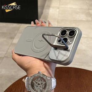 Kisscase mờ với giá đỡ ống kính invisable vỏ điện thoại cho Iphone 15 14 13 12 11 Pro Max Plus MagSafe sạc không dây silicon mềm mờ chống Sốc Ốp lưng cho iPhone 15 14 13 12 11