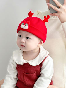 Adorable Infant Hat Summer Autumn Style Red Cheongsam Baby Boy Hat No Brim Pure Cotton Casual Style Infant Fashion Hat