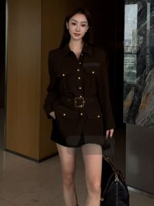 Elegant British Style Mid-Length Waist-Cinching Jacket Outerwear for Women Stylish Autumn Winter High-End Fashion Coat