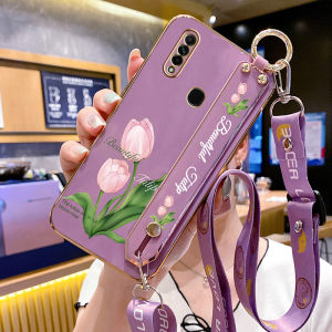 เคสซิลิโคนบางเฉียบสำหรับ OPPO A8 A91 พร้อมสายรัดดอกทานตะวัน สไตล์นิ่มนวลและเก๋ไก๋สำหรับผู้หญิง ดีไซน์สร้างสรรค์และเป็นมิตรต่อสิ่งแวดล้อม