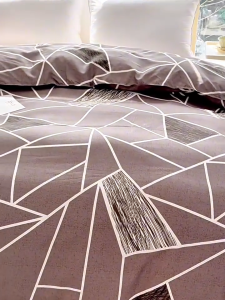 ชุดเครื่องนอน 4 ชิ้น ผ้าปูที่นอนผ้าฝ้ายขัดเงา ปกผ้านวม ชุด 3 ชิ้น เรียบง่าย เป็นมิตรกับผิว