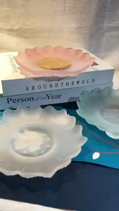 Thuyền Trà Dưỡng Ấm Tử Sa Đế Kê Lót Ấm Chén Bằng Thủy Tinh Hình Hoa Sen