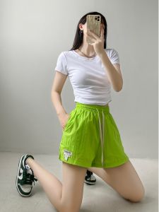 กางเกงขาสั้นผ้าฝ้ายบางแห้งเร็วแบบลำลองสำหรับฤดูร้อน กางเกงขาสั้นผ้าฝ้ายผสมแบบลำลองสำหรับใส่กลางแจ้ง กางเกงขาสั้นผู้หญิงแบบลำลอง