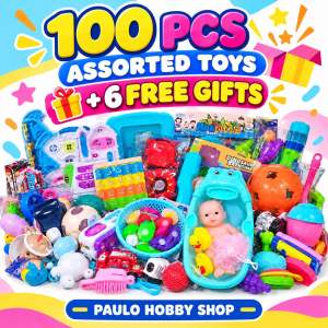 100 PCS Assorted Toys + 6 Free Gifts for Children Playtime.