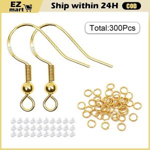 【Fast Shipping】 300Pcs Earrings Set Hypoallergenic Earring Hooks Jump Rings Clear Rubber Earring Backs For Jewelry Making Findings Accessories