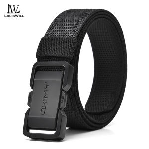 LouisWill Men Sports Belt Outdoor Nylon Belt Adjustable Belt Nylon Waistband All Black Belt Youth Sports Canvas Pant Belt Simple Nice Waistband