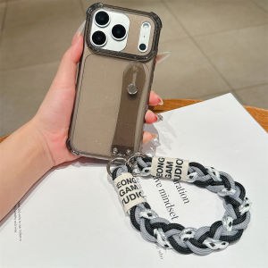 szhaiyu | Soft Transparent Glitter Wrist Strap Silicone Phone Case for IPhone 17 16 15 Plus 14 13 12 Pro Max X XR XS Clear Kickstand Cover