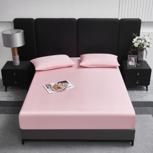 Tấm Ga Trải Giường Màu Hồng Nhạt Cho Nệm 150x200+30cm Làm Mát Bằng Sợi Tre Lyocell Bộ Đồ Giường Thoáng Khí Mượt Mà Dây Thun Cho Người Ngủ Nóng