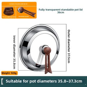 Thickened Stainless Steel Tempered Glass Pot Lid Home Use Iron Pot Lid Universal Cover for Stir-Fry And Steaming High-Temperature Resistant