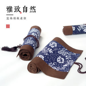 New Chinese Style Tea Table Mat Fabric Tea Flag Table Flag Small Tea Table Long Strip Tablecloth Home Decorative Table Flags