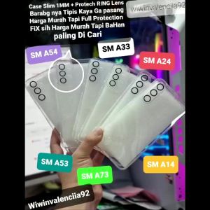 2023 ULTRA THIN 1.0mm Case + RING Camera SAMSUNG A54 A34 A24 A14 A73 A53 A33 SLIM Softcase Tipis CLEAR BENING Glossy Simple Soft Casing Glosy Plastik TPU Silicone Sofcase Pelindung Lensa 1 Set Original ORI FE Plastic Silikon Karet Galaxy 5G 4G Original S