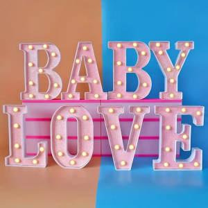 Luxury Alphabet Pink Letter LED Luminous Number Lamp Battery Night Light for Home Birthday Wedding Christmas Party Decoration