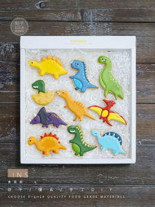 10-Piece Dinosaur Stainless Steel Biscuit Mold Tyrannosaurus Pterosaurus Triceratops Jurassic Cutter Steamed Bread Pressing Die