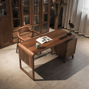 Multi-use Study Desk Black Walnut Wood