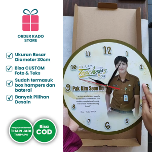 Kado Hadiah Teaches Day Hampres Jam dinding Custom Untuk Kenang Kenangan Guru Perempuan Laki-Laki  JB-T01 JB
