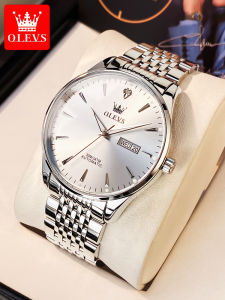 Fashionable Mens Automatic Mechanical Watch Waterproof Steel Band Simple Design Swiss Brand Olevs 6635 with Calendar And Night Light