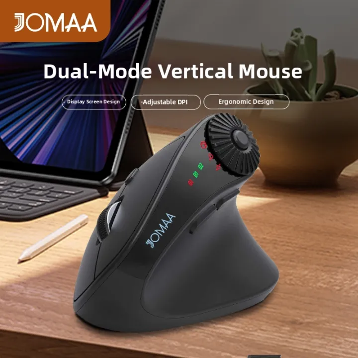 JOMAA | Wireless Dual-Connectivity DPI Adjustable Ergonomic Vertical Mouse Battery-Powered