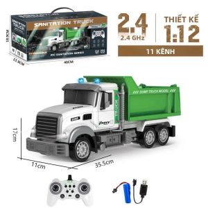 Xe Chở Rác Điều Khiển Từ Xa Tỷ Lệ 1/12 Có Đèn Xe Vệ Sinh Điều Khiển Bằng Radio Dành Cho Bé Trai Học Tập Sớm Xe Tái Chế Sử Dụng Pin Lithium