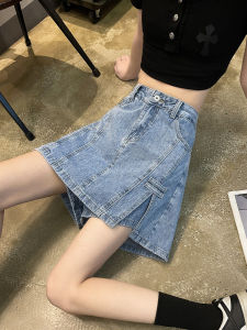กระโปรงยีนส์ทรงเอเอวสูง ผ้าฝ้ายผสมโพลีเอสเตอร์ ทรงสลิมฟิต ทรงเข้ารูป สไตล์ใหม่ 2023 ฤดูร้อน กระโปรงสั้น