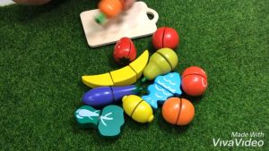 [iRojak] Vegetables Fruit Cutting Toys Wooden Toy Kitchen Pretend Play Set 水果切切乐玩具 Mainan Potong Buah - BT14