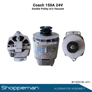 COACH TRUCK ALTERNATOR ASSEMBLY DOUBLE PULLEY WITHOUT VACUUM 4 TERMINAL 150A 24VOLTS BY-0251IR