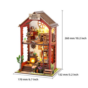 DIY Book Nook Kit 3D Wooden Doll House  With LED Light Magical Bookshelf Insert  Assembly Model Toys For Birthday Gifts Dollhous