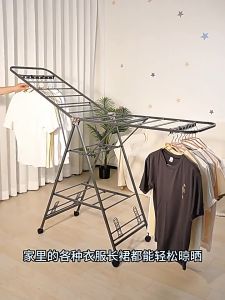 Foldable Clothes Drying Rack Stand with Wheels Folding Clothes Hanging Rack Heavy Duty Clothes Hanger Rack Organizer Laundry Hanger Rack Sampayan