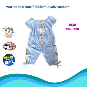 Baju Setelan Bayi Perempuan Model Kerut Bahan Kaos - Dress Setelan Bayi Atas Bawah - g5 - bisa COD - Desain Unik dan Nyaman (Random Warna)