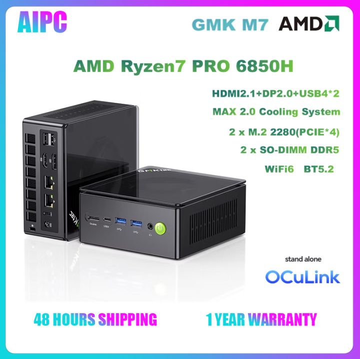 GMKtec M7 AMD Ryzen7 PRO 6850H DDR5 M.2 2280 PCIE Oculink WIFI6 BT5.2 ...