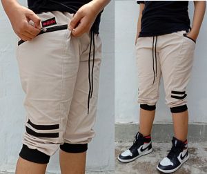 Celana pendek pria celana jogger 3/4 jogger short katun dark grey