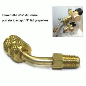 Brass For Mini Split AC Charging Adapter Converts 5/16 SAE to 1/4 SAE for R410a HVAC Systems with Rotating Tip Feature