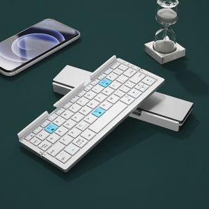 Mini Folding Bluetooth Keyboard With Aluminum Alloy Magnetic Stand Forable Portable Rechargeable Keyboard For iPone iPad Tablet