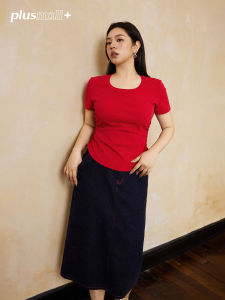 Plusmall Kendall Slim Fit Cotton Summer round Neck T-Shirt Drawstring Casual Style Soft Comfortable Womens Top