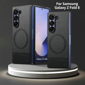 Business Magnetic Solid Color Leather Case for Samsung Galaxy Z Fold 8 7 6 5 4 3 for Magsafe Wireless Charging Shockproof Cover