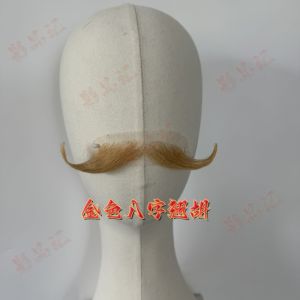 Fake Beard Artificial Beard and Beard Props Foreign Eight-Character Curly Hu Dark Brown Fake Beard Light Brown Beard Handlebar Mustache