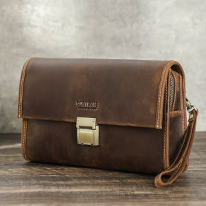 CONTACTS Men Clutch Wallets Genuine Leather Clutch Bags Password Lock Design Wrist Strap Mens Bags Handbags for 8.3 iPad Mini